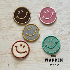 【ワッペン5枚】スマイル にこちゃん アイロン刺繍ワッペン ミニサイズ