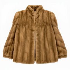 23a21 EMBA エンバ レオパード染め シェアードミンク ロングコート