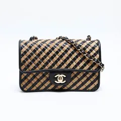 CHANEL シャネル ショルダーバッグ 31番台 ミニ フラップ 2021-2022 ストロー レザー【中古】