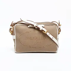 PRADA プラダ ショルダーバッグ ジャガード キャンバス ロゴ【中古】