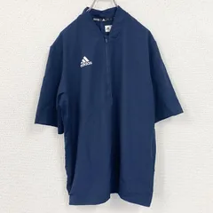 古着 used　adidas　アディダス　ハーフジップ半袖プルオーバー　ワンポイント　紺　ネイビー　Lサイズ