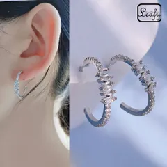 ハーフフープ ピアス C型 ティアラ シルバー きらきら レディース シンプル 上品 普段使い パーティー デート プレゼント ギフト バレンタイン 卒業式 入学式  大人可愛い フォーマル アクセサリー 送料無料 即購入OK 最短当日〜翌日発送