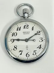 【中古品】 SEIKOセイコー 懐中時計 7550-0010 クオーツ シルバー 時計 現状品