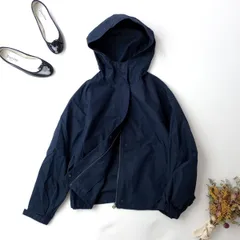 MUJI 無印良品 撥水 フードジャケット ネイビー M オーガニックコットン(64E＋9626)26H