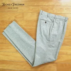 80%OFF 新品 ヒッキーフリーマン Hickey Freeman パンツ 79 MPT3114 Mサイズ ライトグレー スラックス ウール100% フラノ地 ビジネス 日本製 秋冬 012-53F