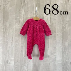 ap11503 OBAiBi オバイビ BABY ベビー カバーオール 60 6M 68cm ピンク ボタニカル柄 総柄 ストレッチ 肉厚 長袖 スナップボタン 保温性 秋 冬 丸首 6ヶ月 OBAÏBI