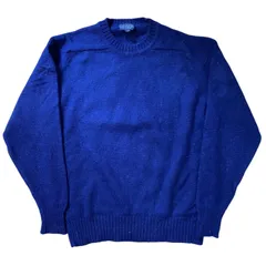 【90s】Lands’ End ウールニット セーター ネイビー ラグランスリーブ Made in England Size L