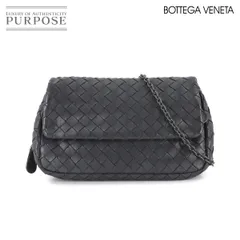 ボッテガ ヴェネタ BOTTEGA VENETA イントレチャート チェーン ショルダー バッグ レザー ブラック 310774 ガンメタ 金具 90308264