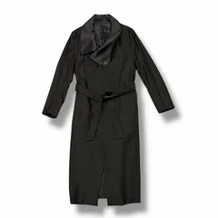 ys Yuji SUGENO Wool High collar Wrap Coat ハイカラー ラップコート イース ユウジスゲノ 210831102 ブラック 44 （7934M）