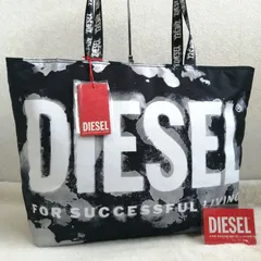 未使用☆ディーゼル トートバッグ ロゴペイント 肩掛け ブラック ナイロン 肩掛け A4収納 大容量 旅行 メンズ レディース 黒 軽量