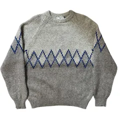 【80s〜90s】 オールドGAP ウールニット アーガイル柄 グレー Size XL