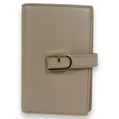 新品同様 FURLA フルラ Flow レザー 二つ折り財布 コンパクトウォレット ベージュ×ゴールド金具 レディース 古着 中古 USED