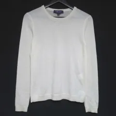 良品 RALPH LAUREN PURPLE LABEL ラルフローレンパープルレーベル ハイゲージ 長袖 ニット セーター S/Pサイズ オフホワイト レディース 古着 中古 USED