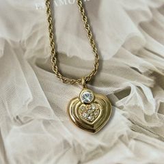 美品】Dior✨ハート ネックレス ペンダント ラインストーン ゴールド 