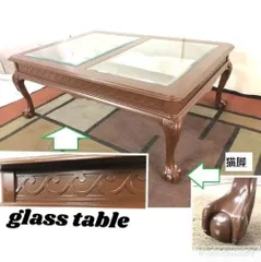 【アメリカ家具】センターテーブル コーヒーテーブル ガラステーブル クロウアンドボール脚 アンティークヴィンテージ(D)BC20KM24