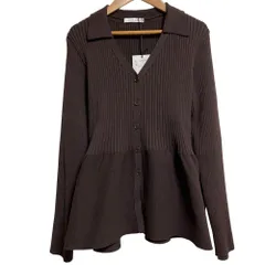 未使用 25AW LOUNGEDRESS ラウンジドレス ペプラム衿カーディガン LDZ1052205A0004 サイズF ブラウン レディース 古着 中古 USED