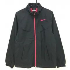 【美品】ナイキゴルフ 2WAYジャケット 黒×レッドピンク 内側メッシュ 裾ドローコード 袖着脱可 メンズ M ゴルフウェア NIKE