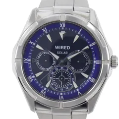 【SEIKO】セイコー ワイアード ソーラー V14J-0BV1 ステンレススチール ブルー ソーラー時計 クロノグラフ メンズ 青文字盤 腕時計