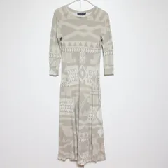 美品 POLO RALPH LAUREN ポロラルフローレン ネイティブ柄 ストレッチ ワンピース Mサイズ ベージュ レディース 古着 中古 USED