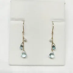 K10　ブルートパーズ　淡水パール　ピアス