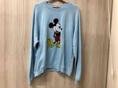希少】70s 80s USA製 白足ミッキー ラグラスウェット 水色 M相当
