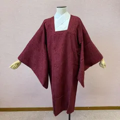 道行　着物　羽織　ふくれ織　無地　和装コート　紫　リサイクル着物　c-917