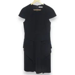 美品 FOXEY NEW YORK フォクシーニューヨーク ショートスリーブ ミモレ丈ドレス ワンピース 38032 サイズ42 ダークネイビー レディース 古着 中古 USED