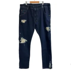 美品 DIESEL ディーゼル KROOLEY-NE クラッシュ加工 ジョグジーンズ デニムパンツ W36 インディゴブルー メンズ 古着 中古 USED