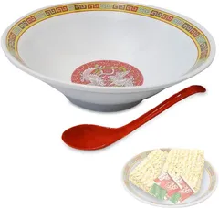 MMmall ラーメン丼 ラーメンどんぶり プラスチック The 中華そば の器 底に沈まないロングレンゲ付き (大,  中華そばレンゲセット)のサムネイル