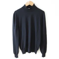 美品 s.moritz サンモリッツ ハイネック ニット プルオーバー カットソー セーター 46 ネイビー メンズ 古着 中古 USED