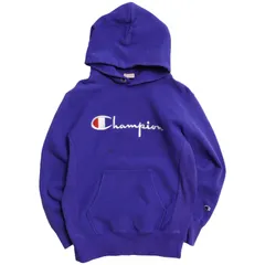 Champion リバースウィーブ ロゴ刺繍 プルオーバーパーカー Mサイズ ブルー