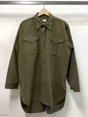 イギリス軍 ARMY ウールシャツ 長袖シャツ サイズ表記なし 40s～50s 無地 オリーブ マチ付き ブランドタグ・品質表示タグなし