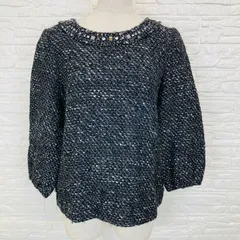 KUMIKYOKU 組曲 ラメ入りニット サイズ2（Mサイズ）ネイビー