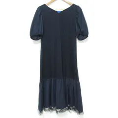美品 BLUE LABEL CRESTBRIDGE ブルーレーベルクレストブリッジ チュール切替 ワンピース サイズ38 ネイビー レディース 古着 中古 USED