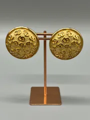 Christian Dior クリスチャン・ディオール ヴィンテージ ゴールドトーン CDロゴラウンドイヤリング