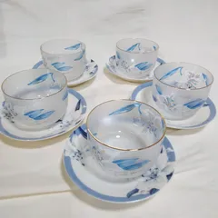 未使用 ハナイユキコ 茶托付冷茶セット 5客 花井幸子 飾器 デザイナーズ食器 ガラス茶器 マルイ 応接 現状 長期保管品 R895