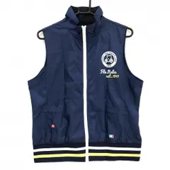 フィラゴルフ アウターベスト ネイビー×白 ロゴプリント 裾ライン 薄手　 レディース LL ゴルフウェア FILA GOLF