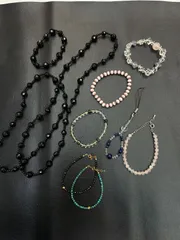 N 値下げ中【ヴィンテージ】水晶 ブレスレット ネックレス おまとめ レディース 天然石 K18 GF オニキス ブラックパール パワーストーン おしゃれ