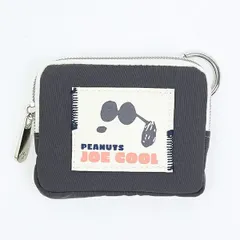 スヌーピー ジョークール カラビナ付きフラットポーチ ワッペン SNOOPY
