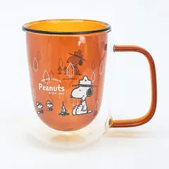 スヌーピー ビーグルスカウト ダブルウォール耐熱グラス マグカップ コップ SNOOPY