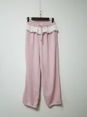 レイ ピンク色 レディース ズボン ワイドパンツ (2