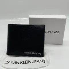 KO3747□CK カルバンクライン ジーンズ 本革 二つ折り財布 札入れ カード収納取り外し可能 箱付き ブラック 状態良好