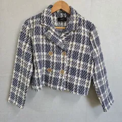 レディース クロップド CHECK ツイード ジャケット F