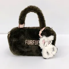 FURFUR ファーファー foxy illustrations エコファースクエアボストンバッグ ミラー付き 2WAY 美品 レディース  ブラウン 鞄 IF17781■