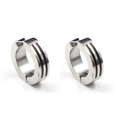 フープ セット リング 2個 ノンホール フェイク 両耳 ピアス 銀 レディース メンズ 黒 ユニセックス シルバー 男女兼用 ブラック バネ式 スプリング イヤリング 挟むだけ イヤーカフ 簡単 フェイクピアス 装着 (A2. (アロハモニ) 十字架 ALO