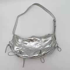 ZARA ザラ メタリック ショルダーバッグ ギャザー ミニショルダー レディース シルバー HBK5-31