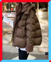 新品 レディース フード付き エコダウンジャケット 中綿コート 厚手 あったか ダウン風ブルゾン 冬アウター【送料無料】