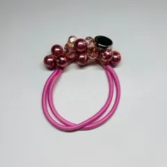 ヘアゴム　バブルパールビーズ　ピンク