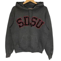 Champion チャンピオン SDSUロゴ パーカー フーディー プルオーバー 長袖 フロント 袖刺繍 Honduras製 Mサイズ グレー