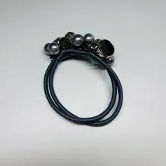 ヘアゴム　バブルパールビーズ　グレー